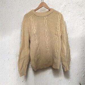 Vintage Irish Wool Cable Knit Sweater – Coastal Academia Vibes M/L